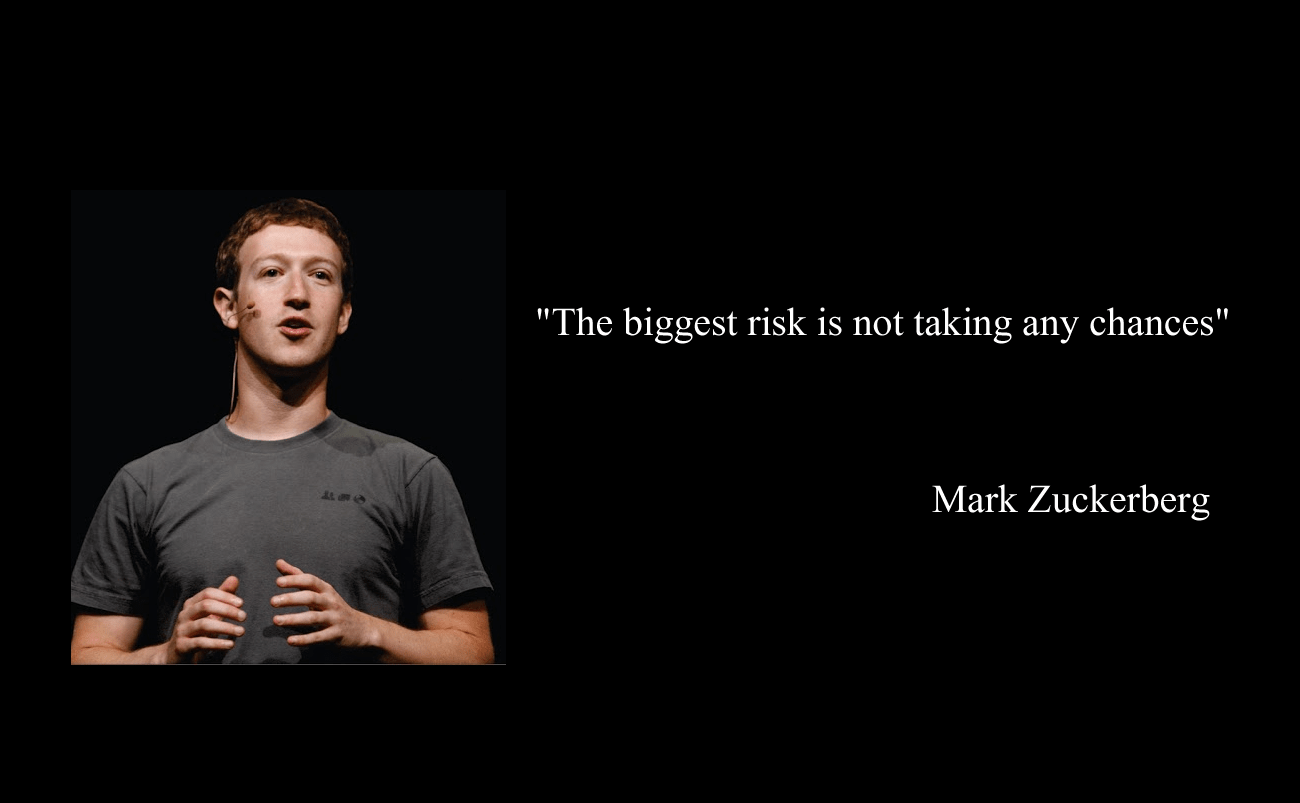 Cita de Mark Zuckerberg sobre el riesgo de no intentar