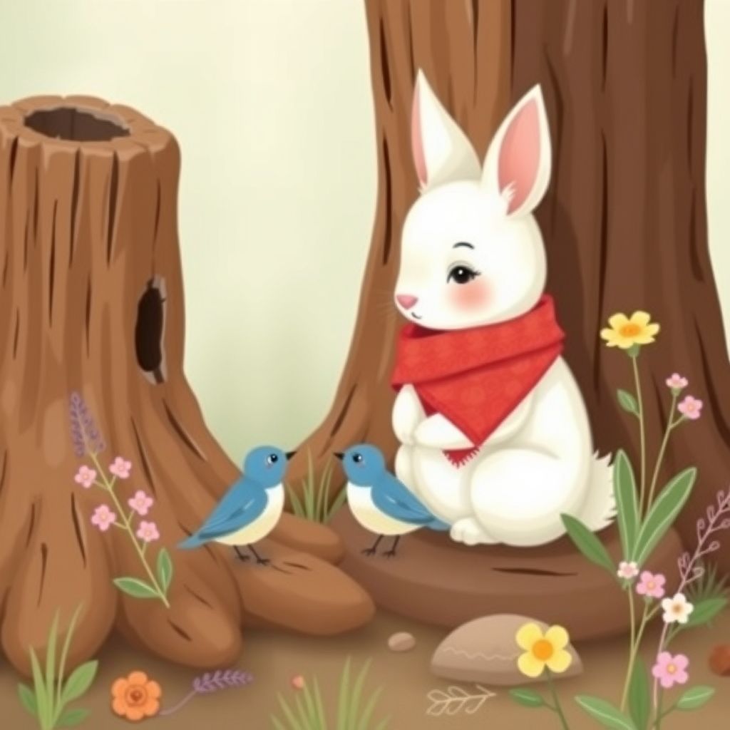 El pequeño conejo y su amigo el pájaro