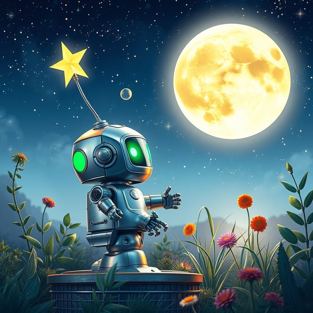 Portada de El pequeño robot que quería tocar la Luna