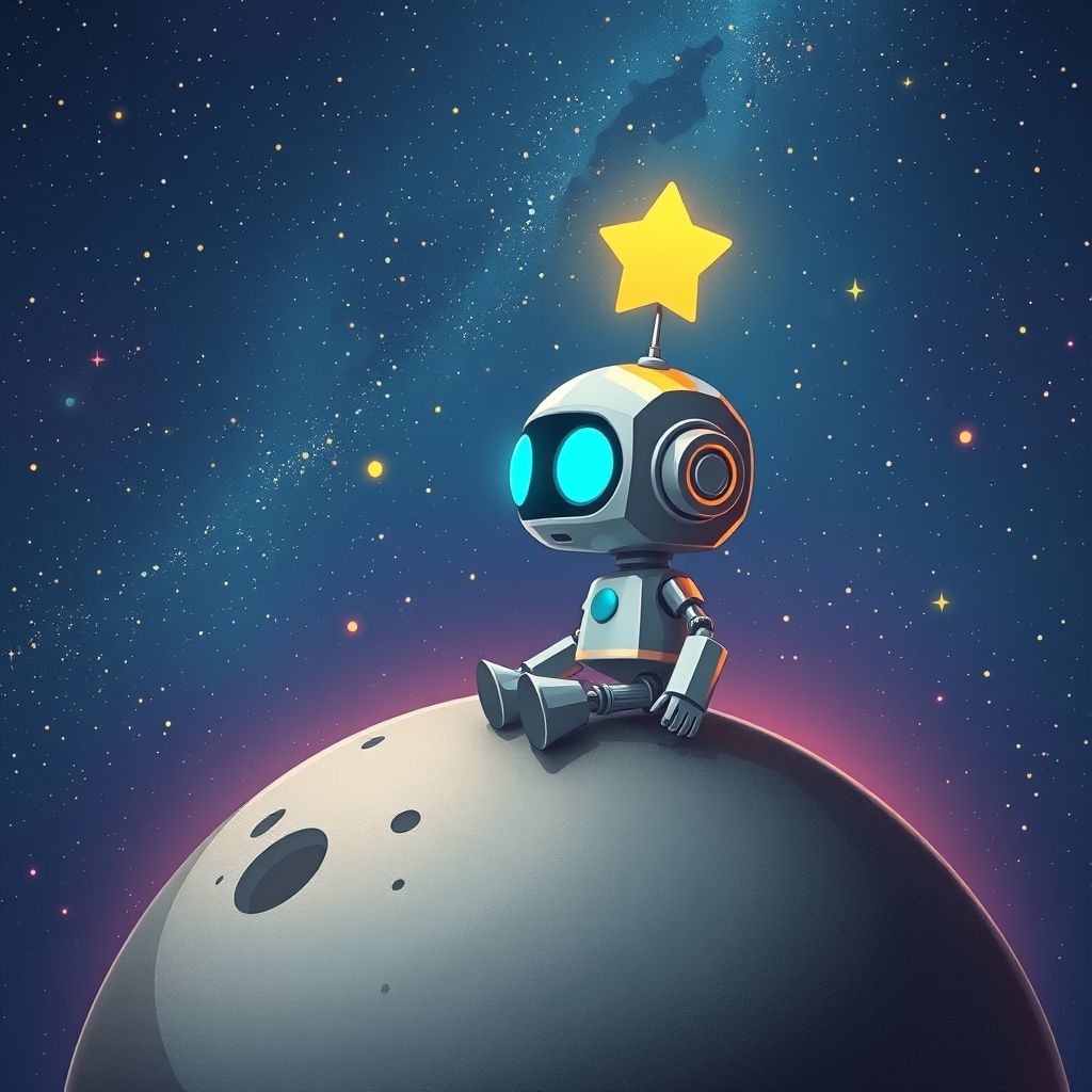 Portada de El pequeño robot y la estrella perdida
