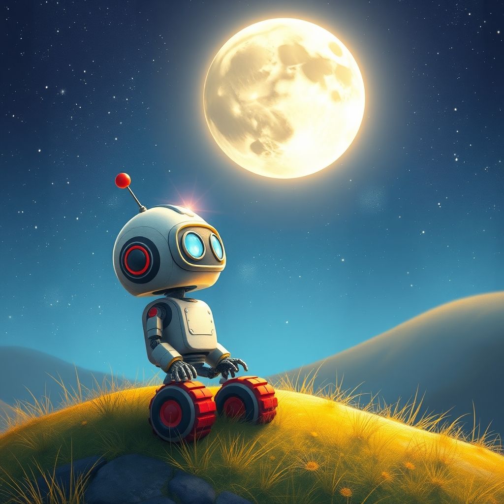Portada de El pequeño robot que quería tocar la luna