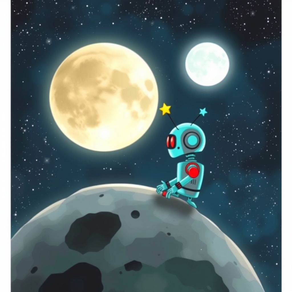 Portada de El pequeño robot que quería tocar la Luna