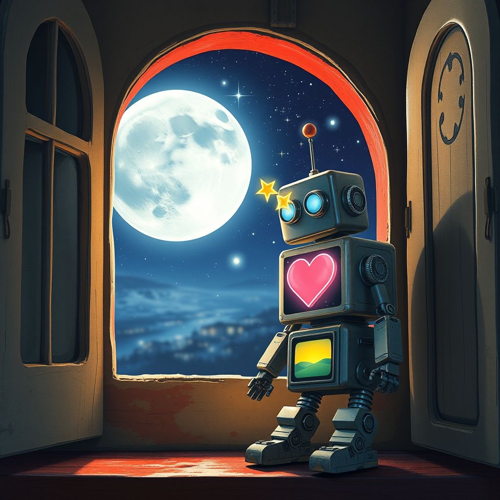 Portada de El pequeño robot que buscaba la luna