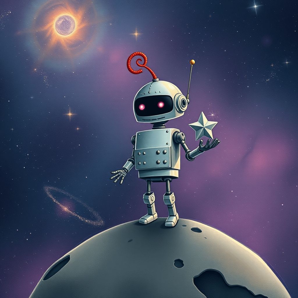 Portada de El pequeño robot y la estrella perdida