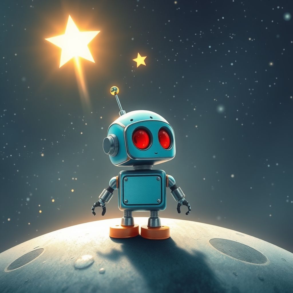 Portada de El pequeño robot y la estrella perdida