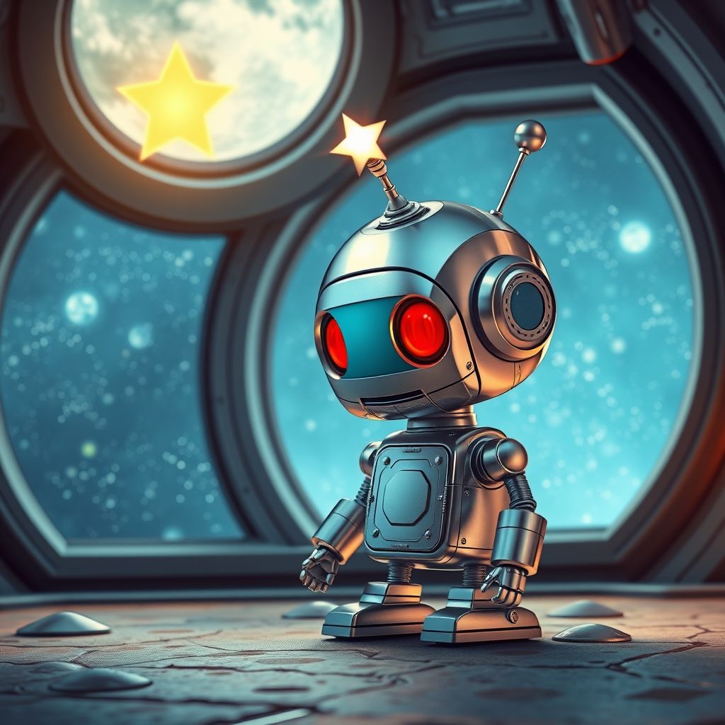 Portada de El pequeño robot y la estrella perdida