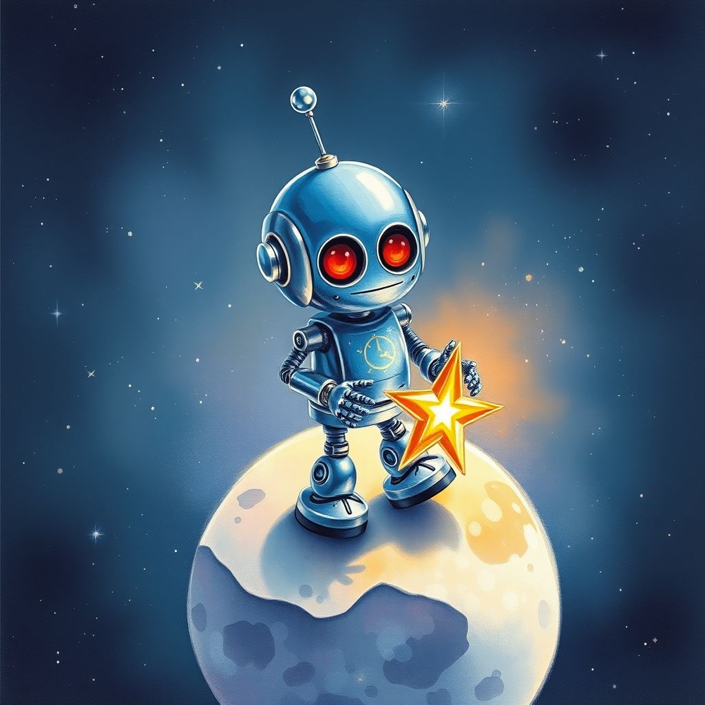 Portada de El pequeño robot y la estrella perdida
