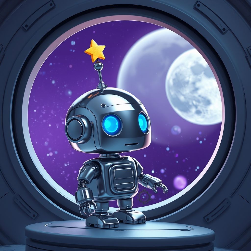 Portada de El pequeño robot y el secreto de la Luna de cristal