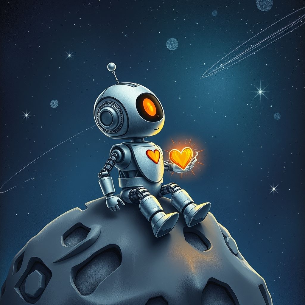 Portada de El pequeño robot y la estrella fugaz
