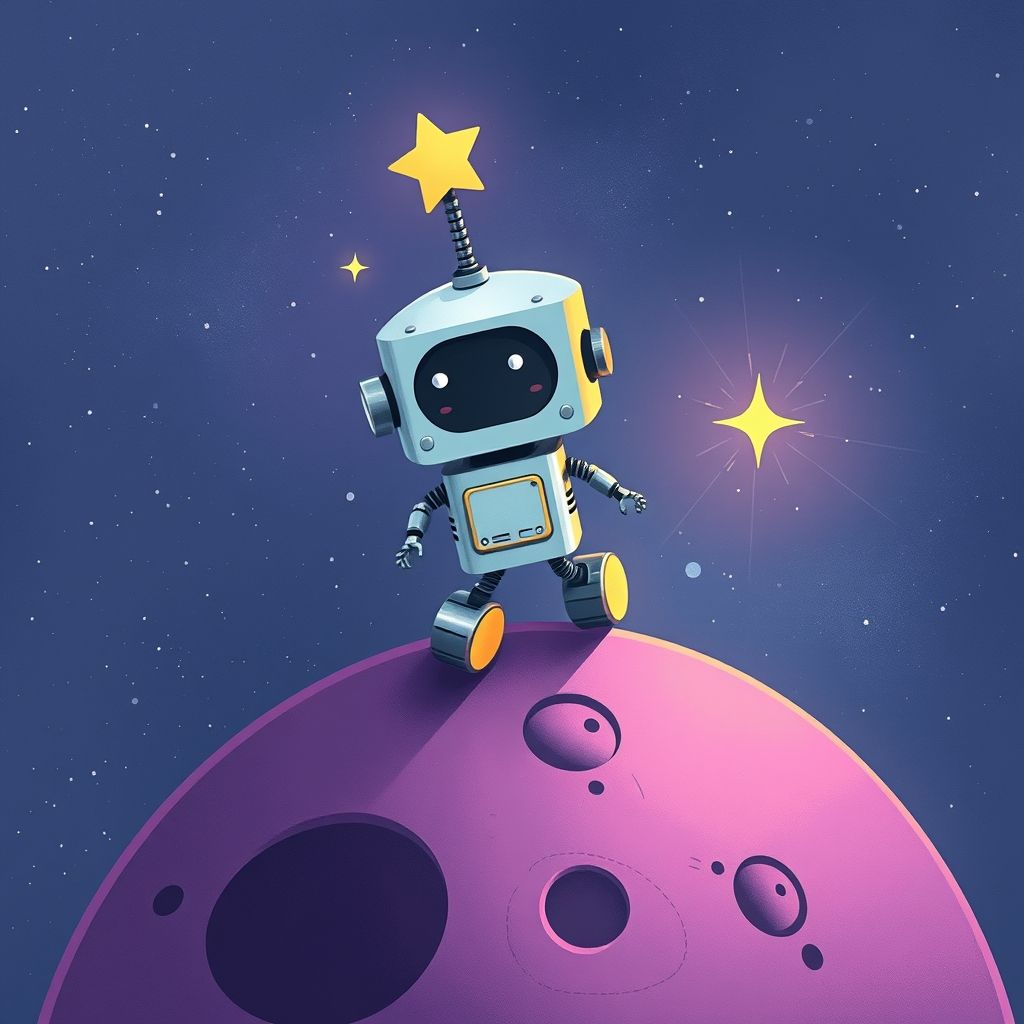 Portada de El pequeño robot y la estrella perdida