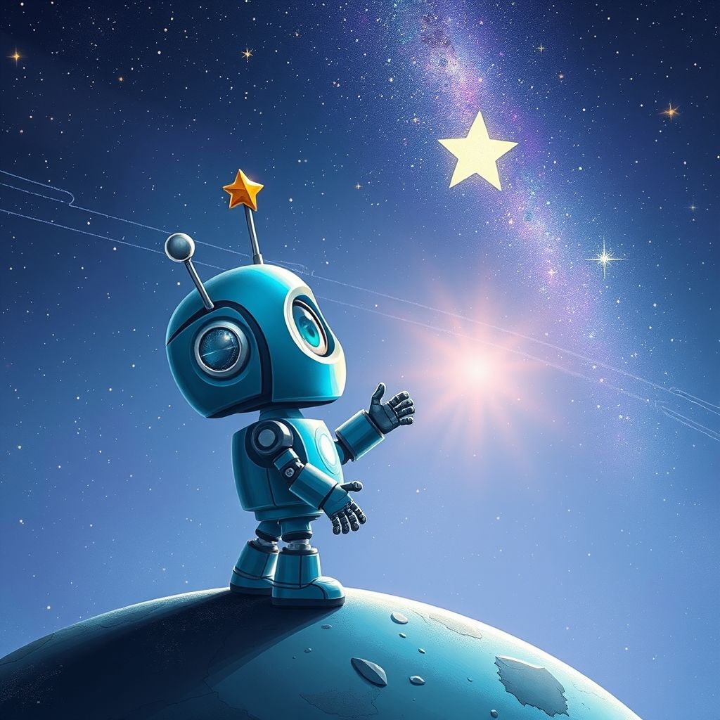 Portada de El pequeño robot que quería alcanzar el cometa de azúcar