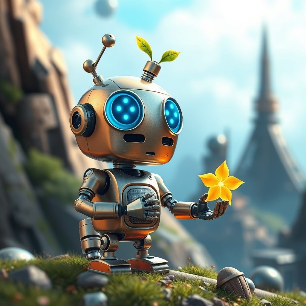 El pequeño robot que amaba las flores