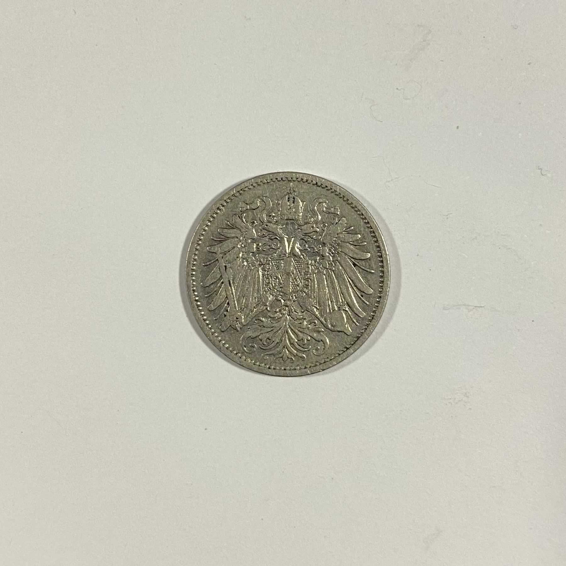Reverso de 20 Hellers, 1895