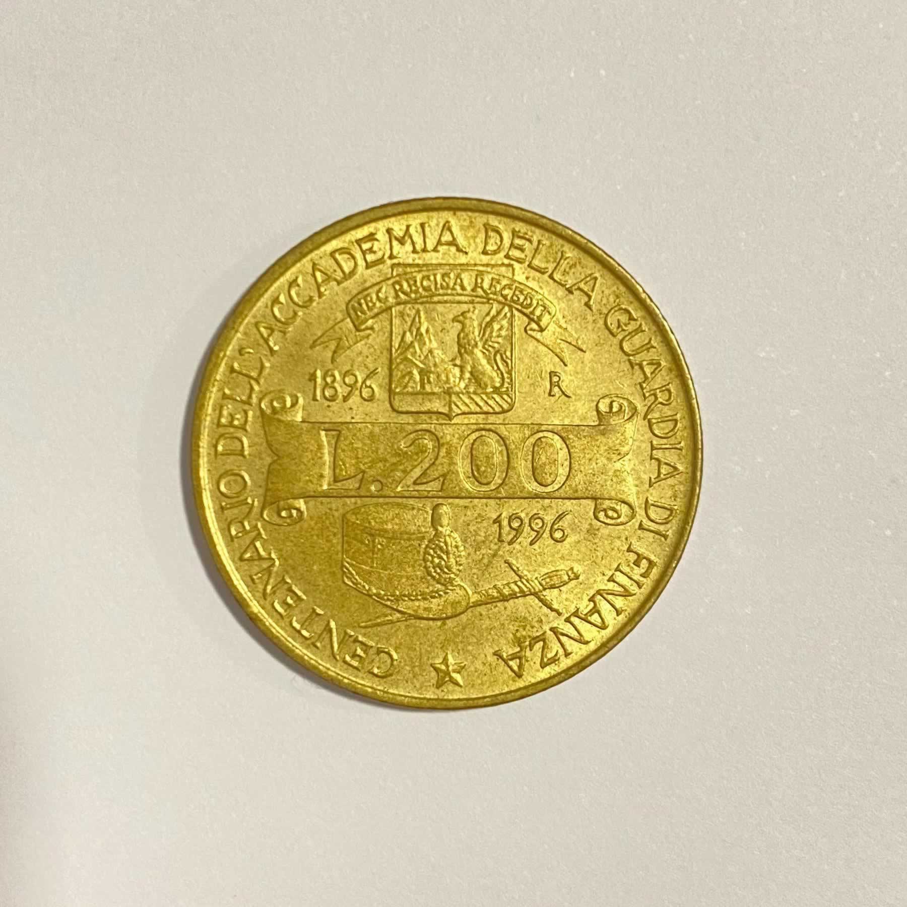 Anverso de 200 Liras, 1996