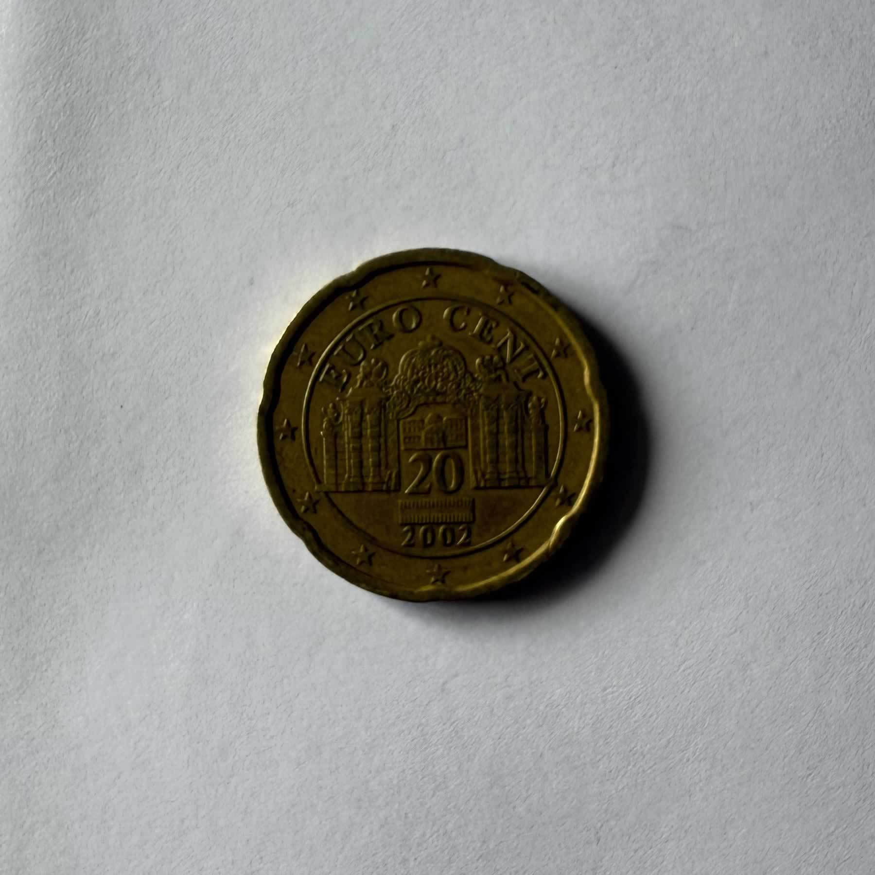 Reverso de 20 Cent, 2002, Austria · Unión Europea 2002 - 2021