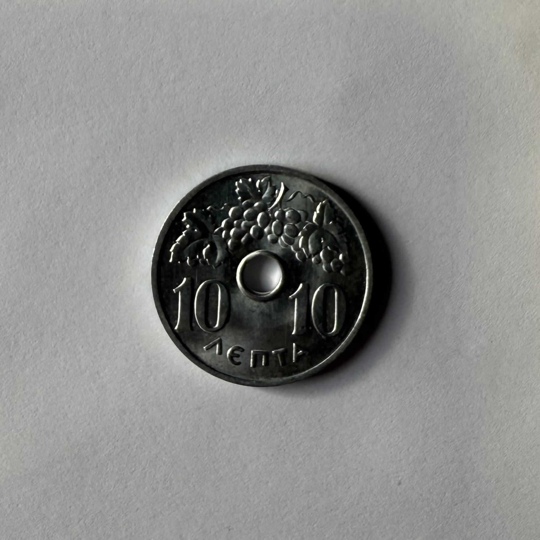 Anverso de 10 Leptá, 1969