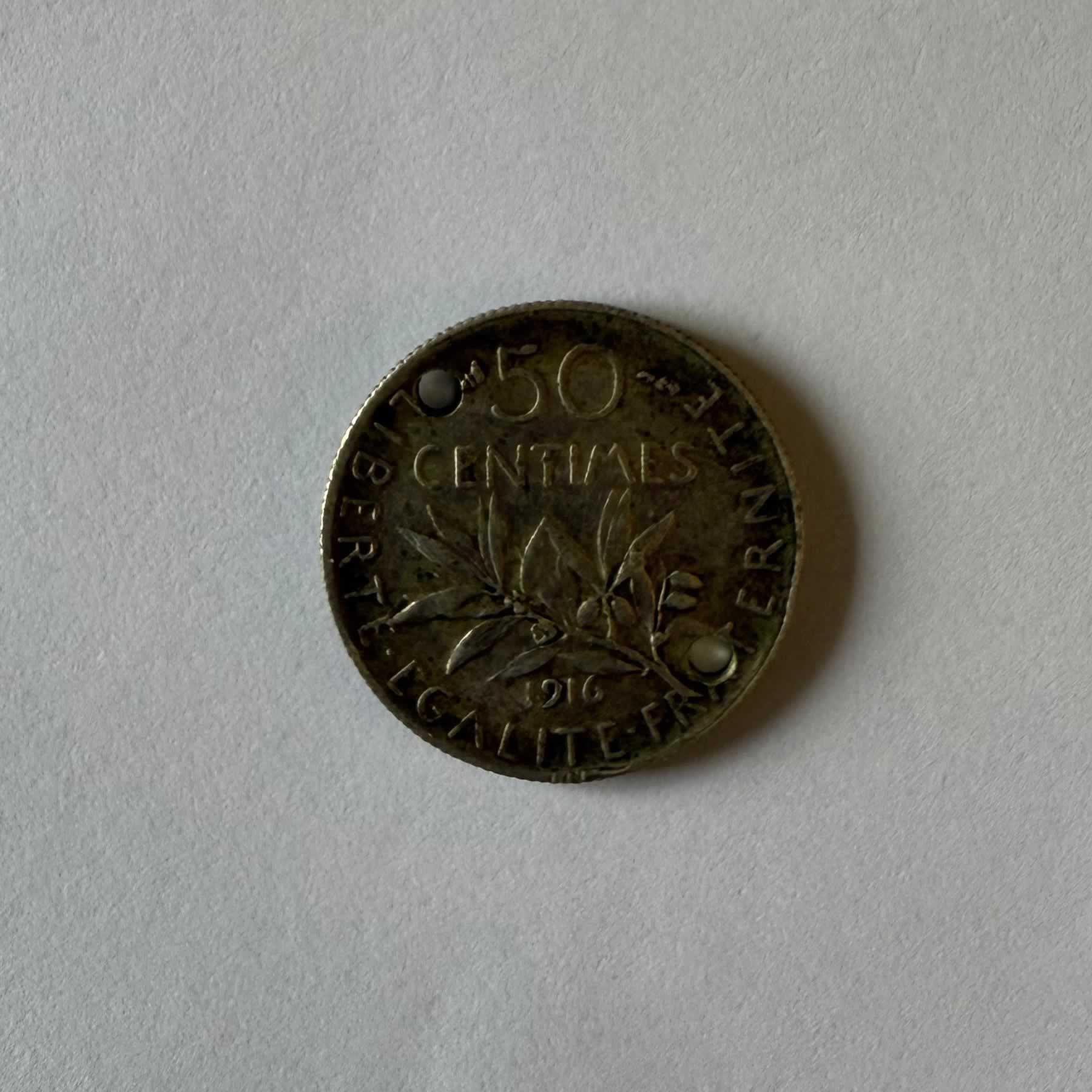 Anverso de 50 Céntimos, 1916, Francia · 3ra. República 1870 - 1941
