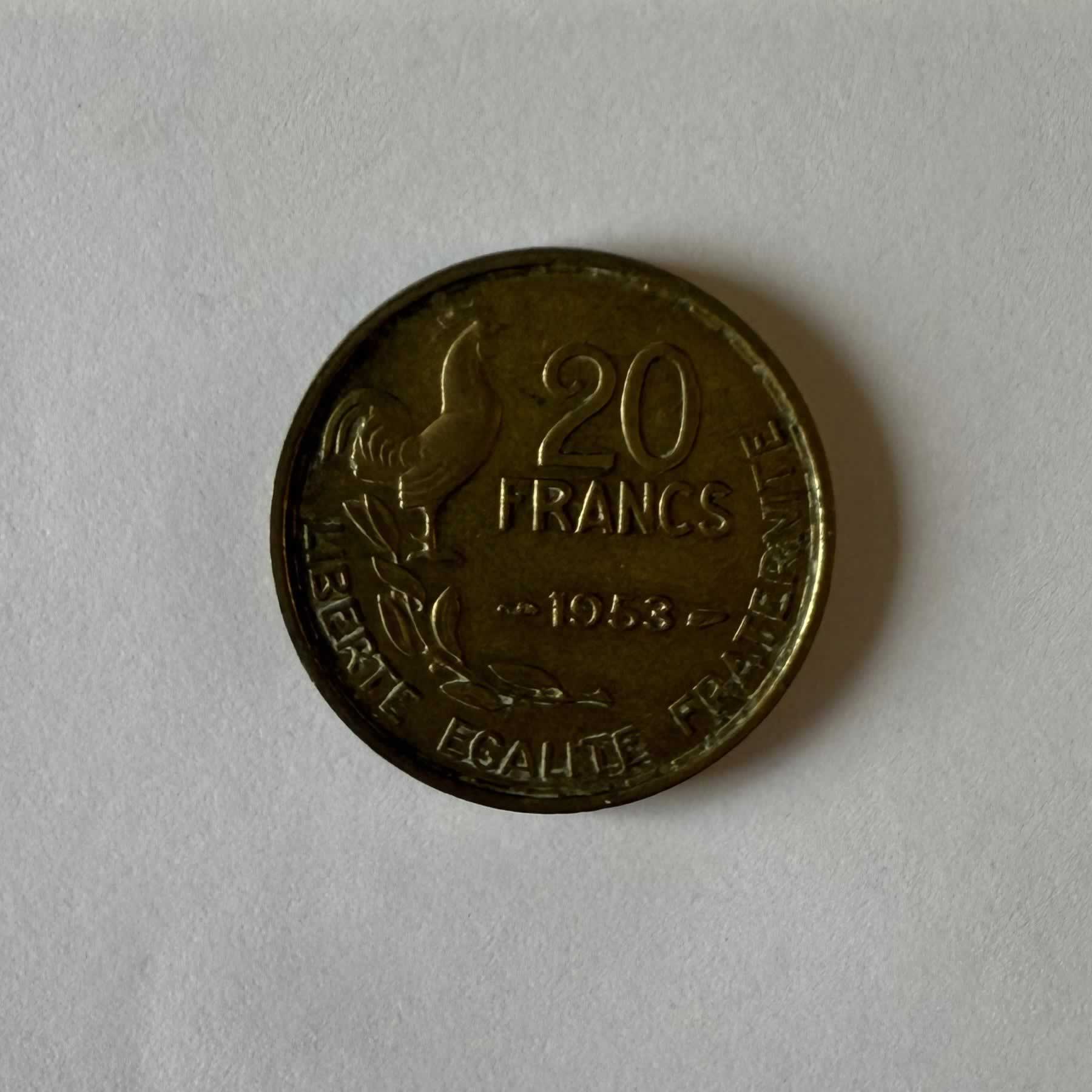 Anverso de 20 Francos, 1953