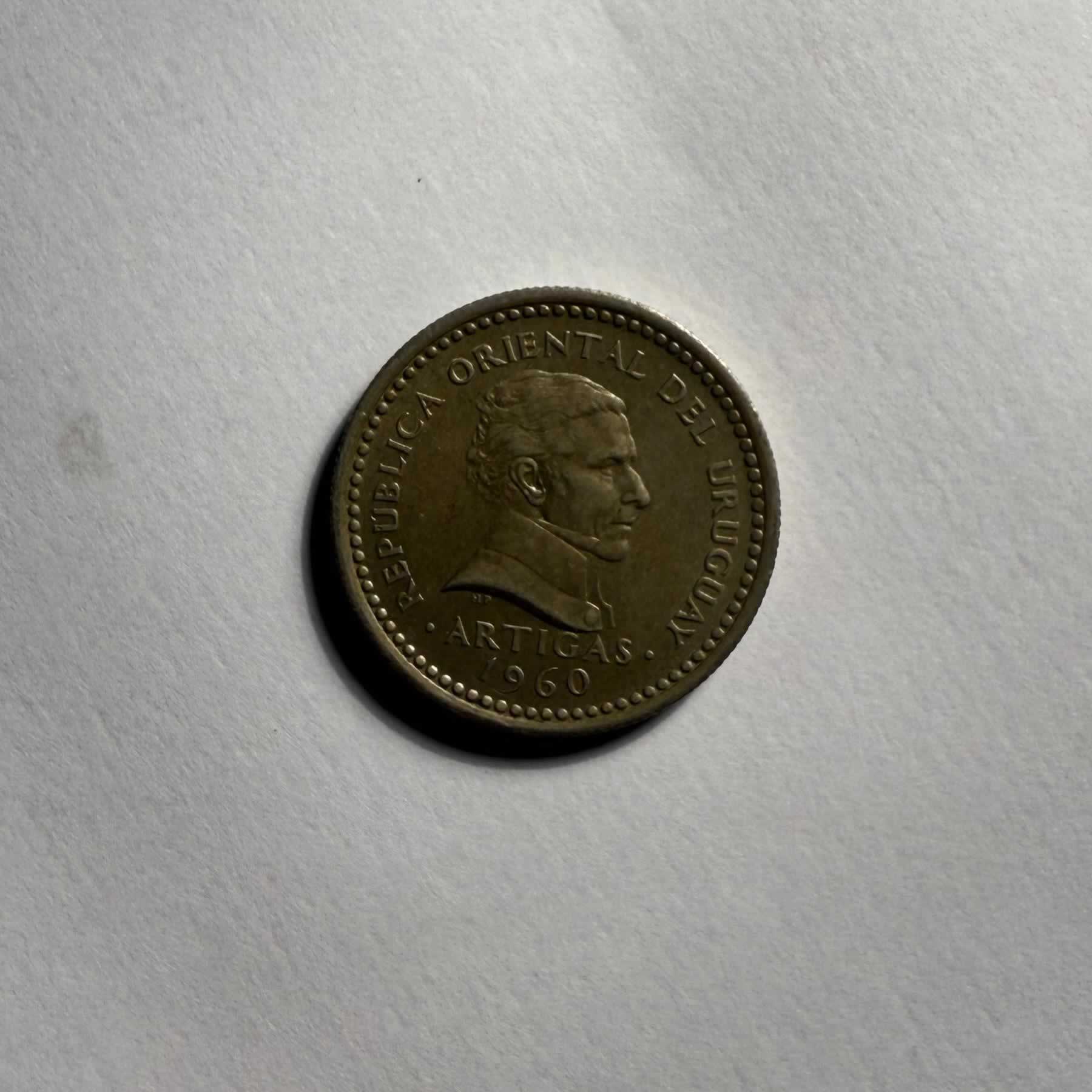 Reverso de 25 Centesimos, 1960, Uruguay · Peso 1862 - 1974
