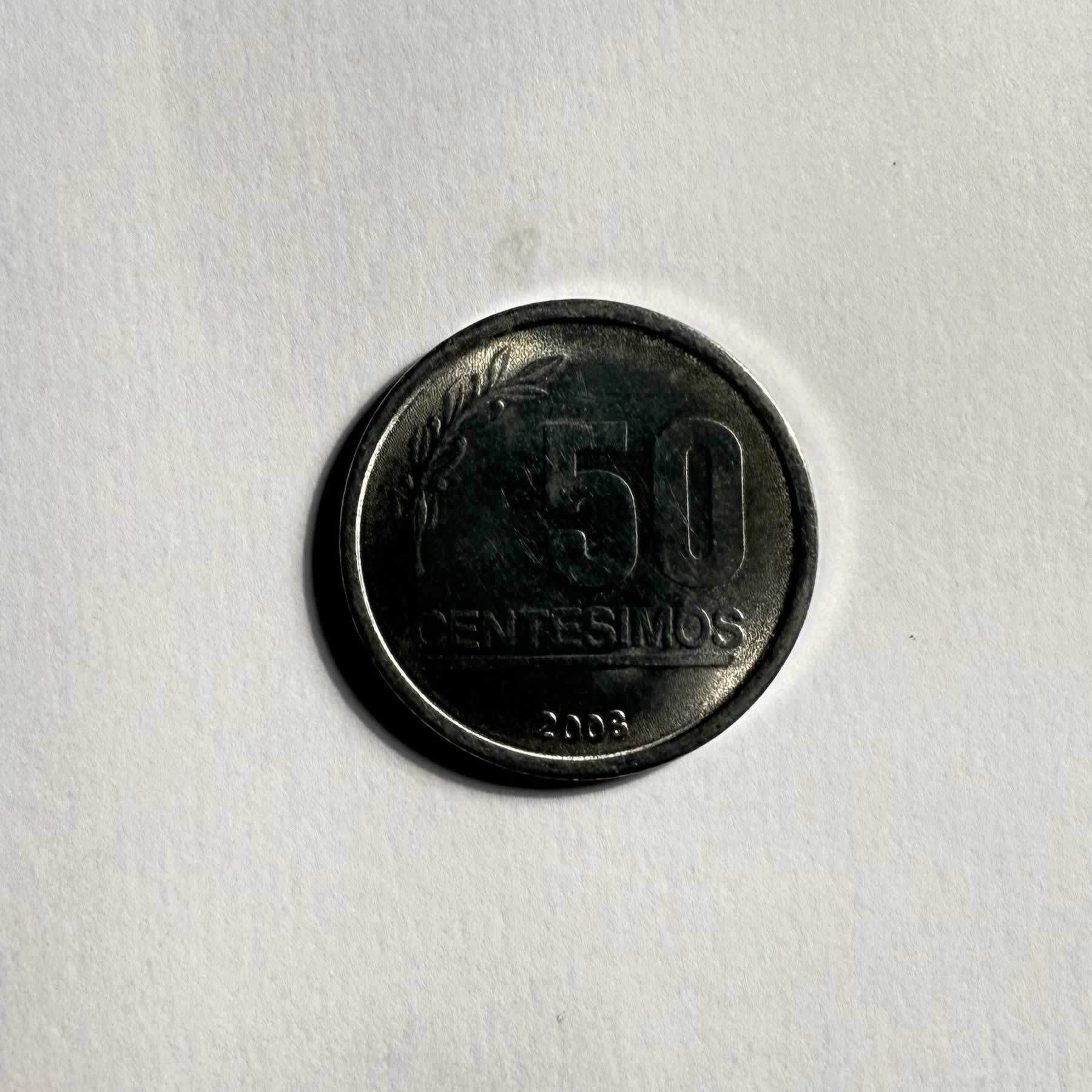 Anverso de 50 Centesimos, 2008, Uruguay · Peso Uruguayo 1994 - Presente