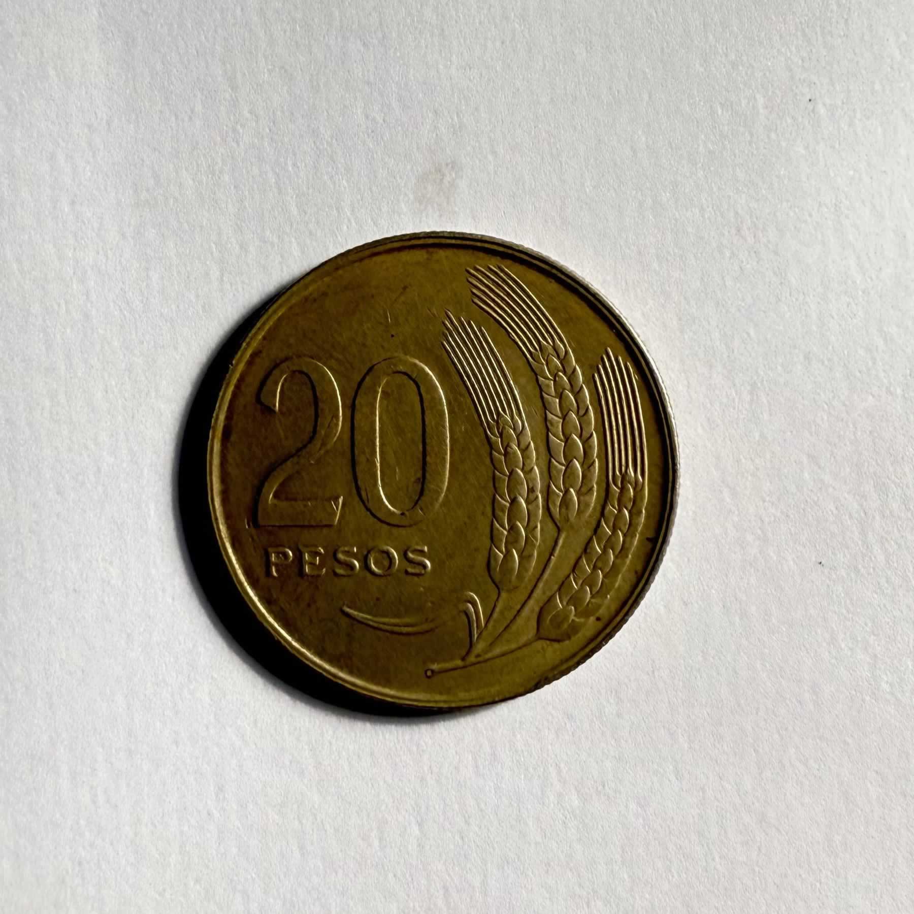 Anverso de 20 Pesos, 1970, Uruguay · Peso Uruguayo 1994 - Presente