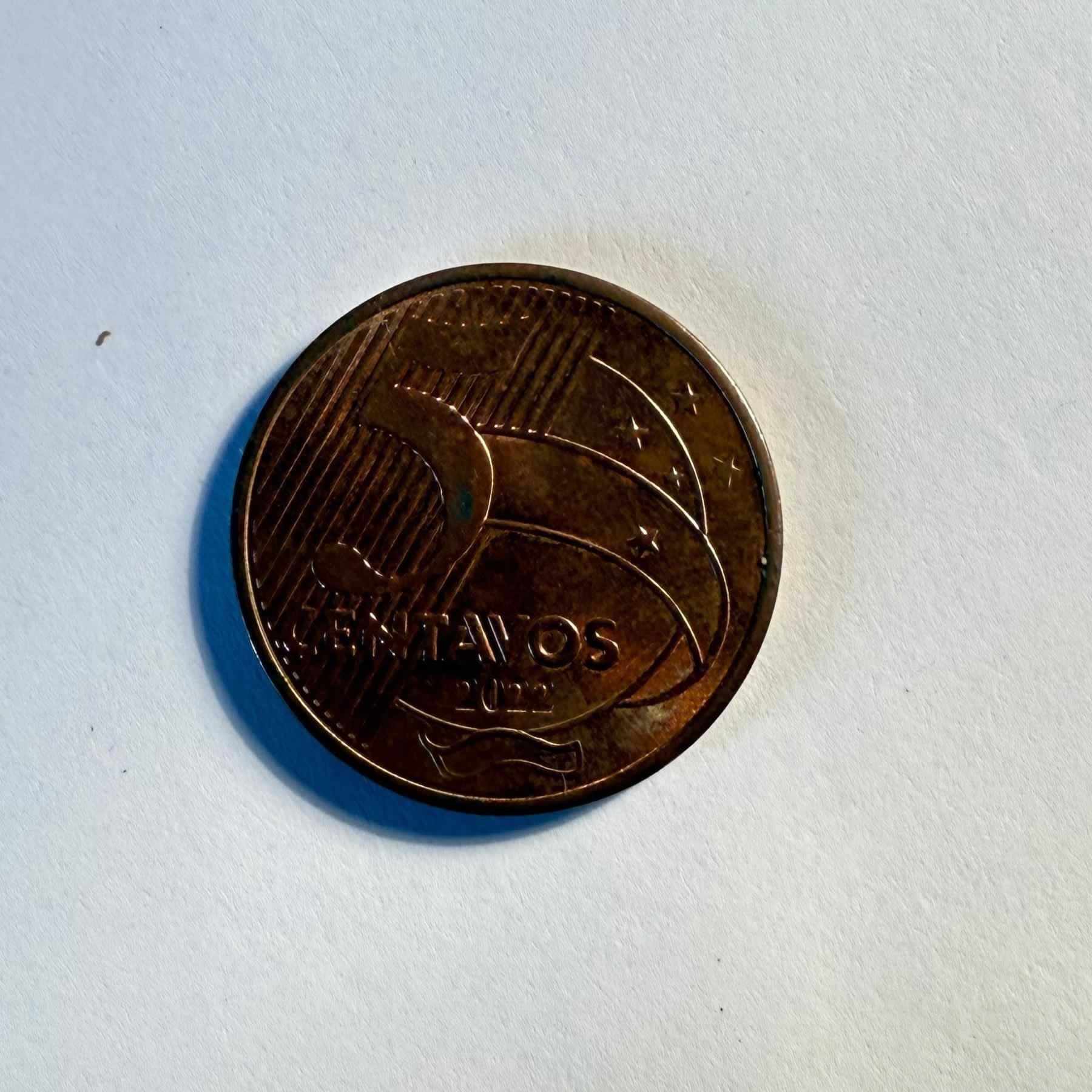 Anverso de 5 Centavos, 2022, Brasil · Real brasileño 1994 - Presente