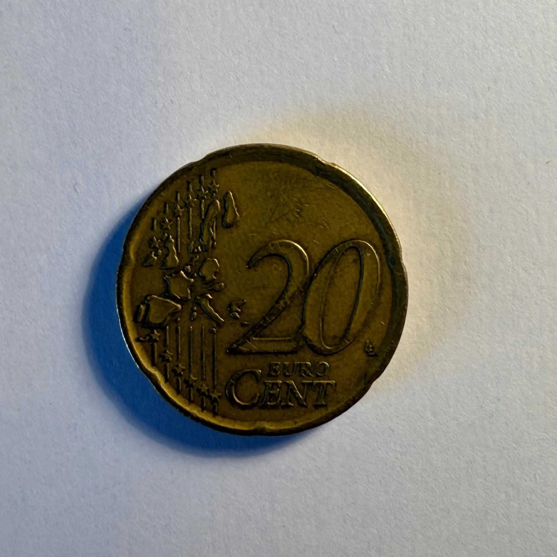 Anverso de 20 Euro Cent, 1999