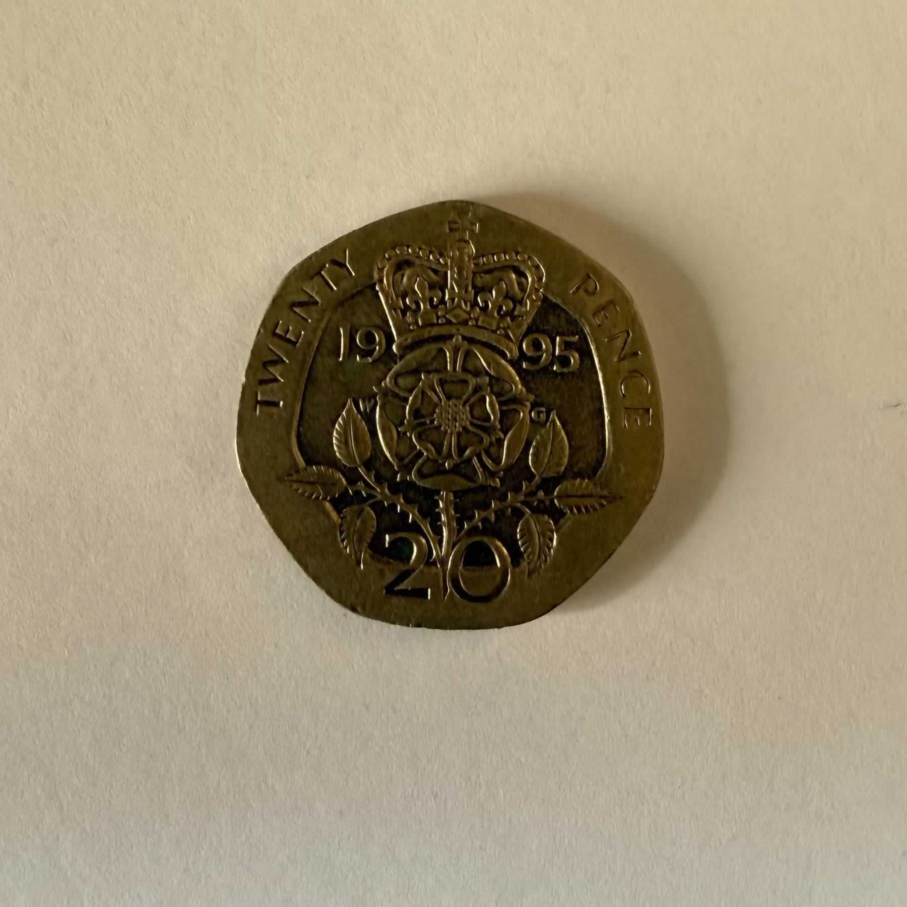 Anverso de 20 Pence, 1995, 2002