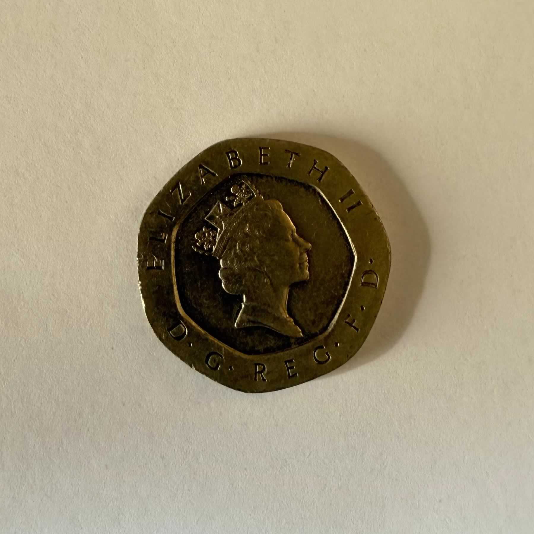 Reverso de 20 Pence, 1995, 2002