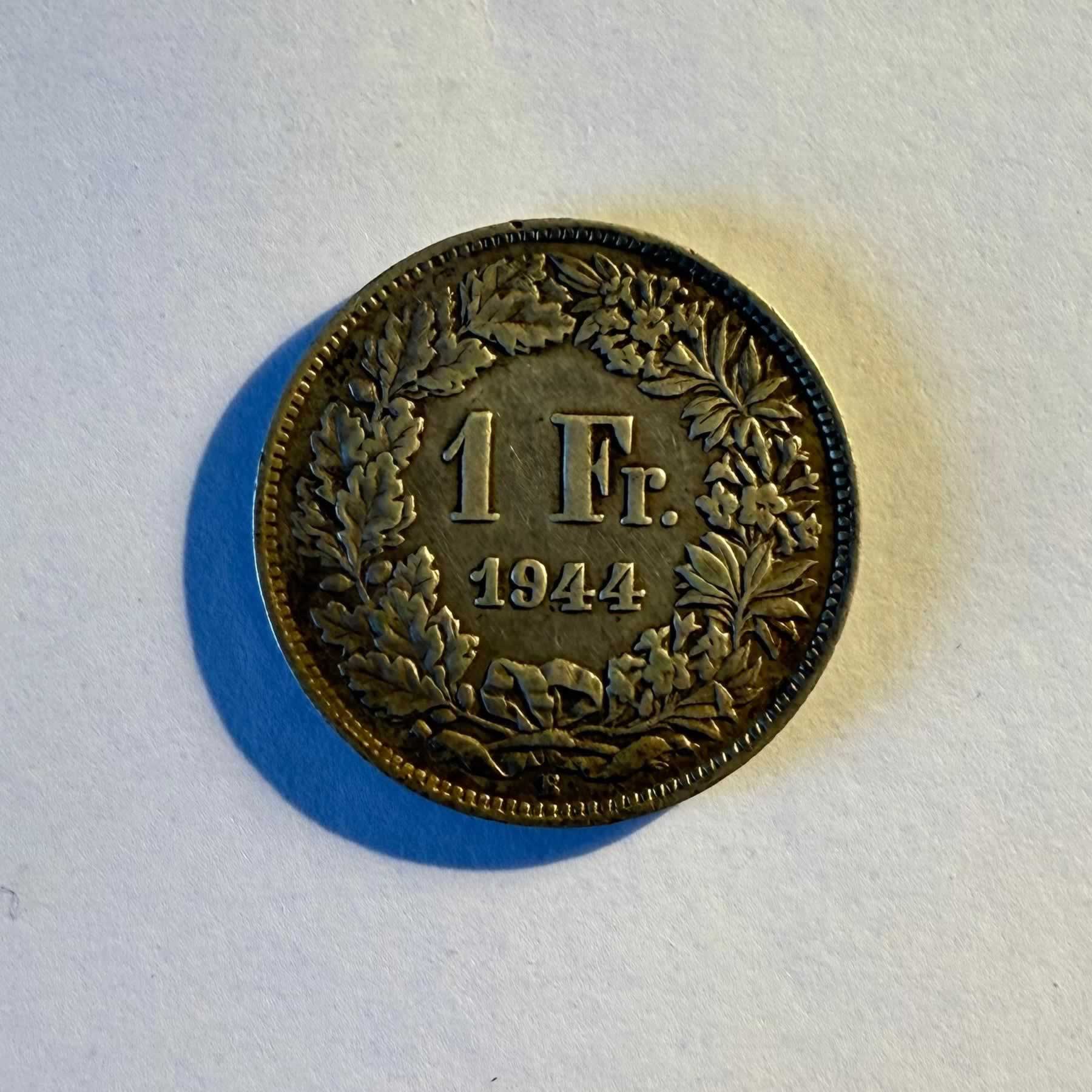 Anverso de 1 Franco, 1944, 1945