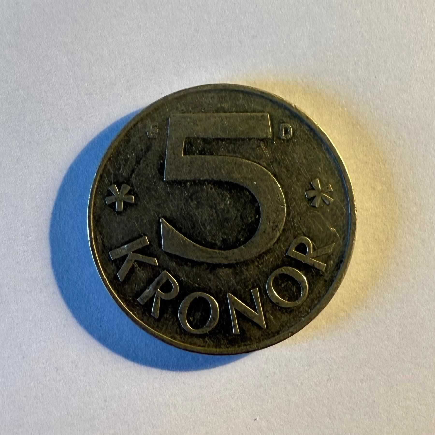 Anverso de 5 Coronas, 1992