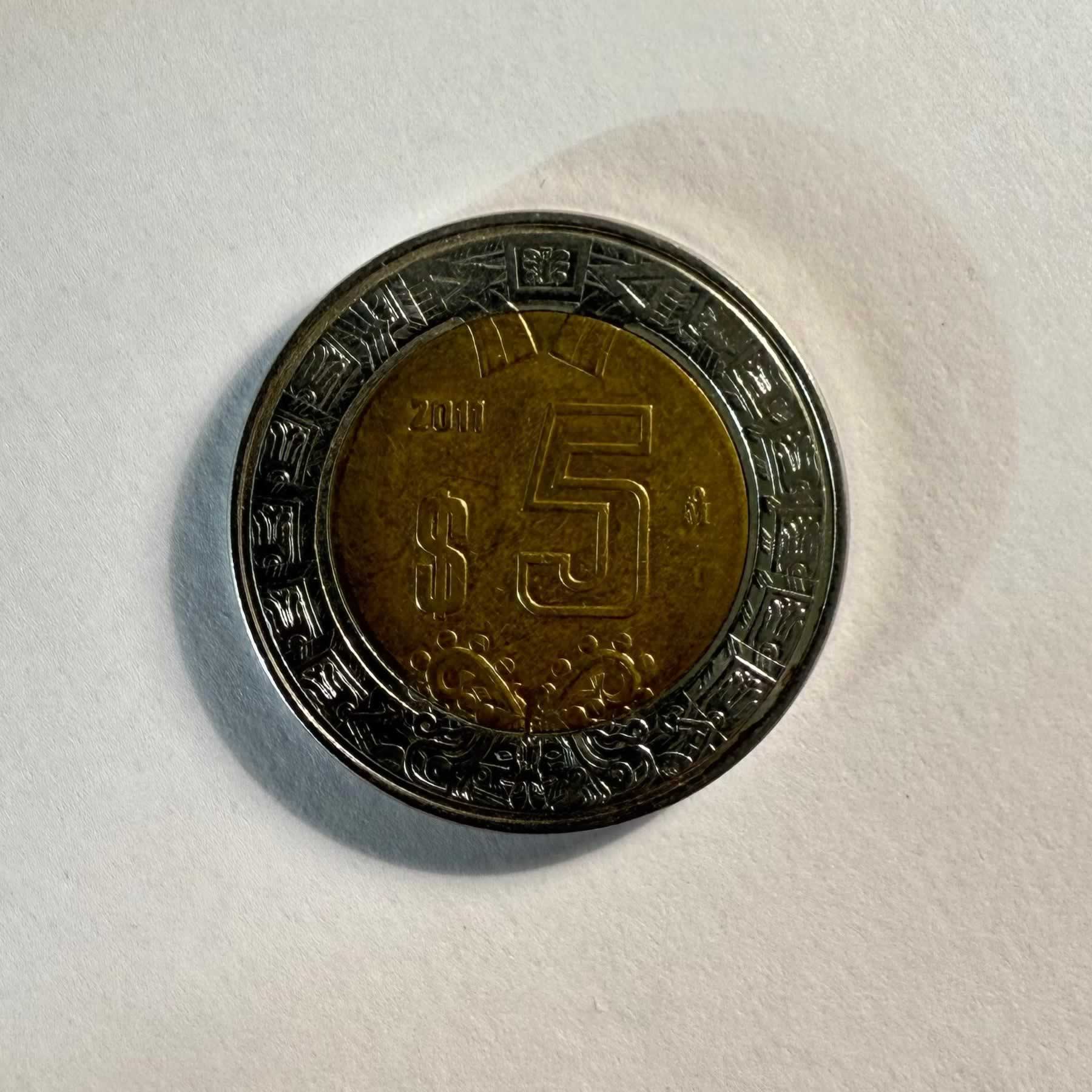 Anverso de 5 Pesos, 1992, 2011, 2012