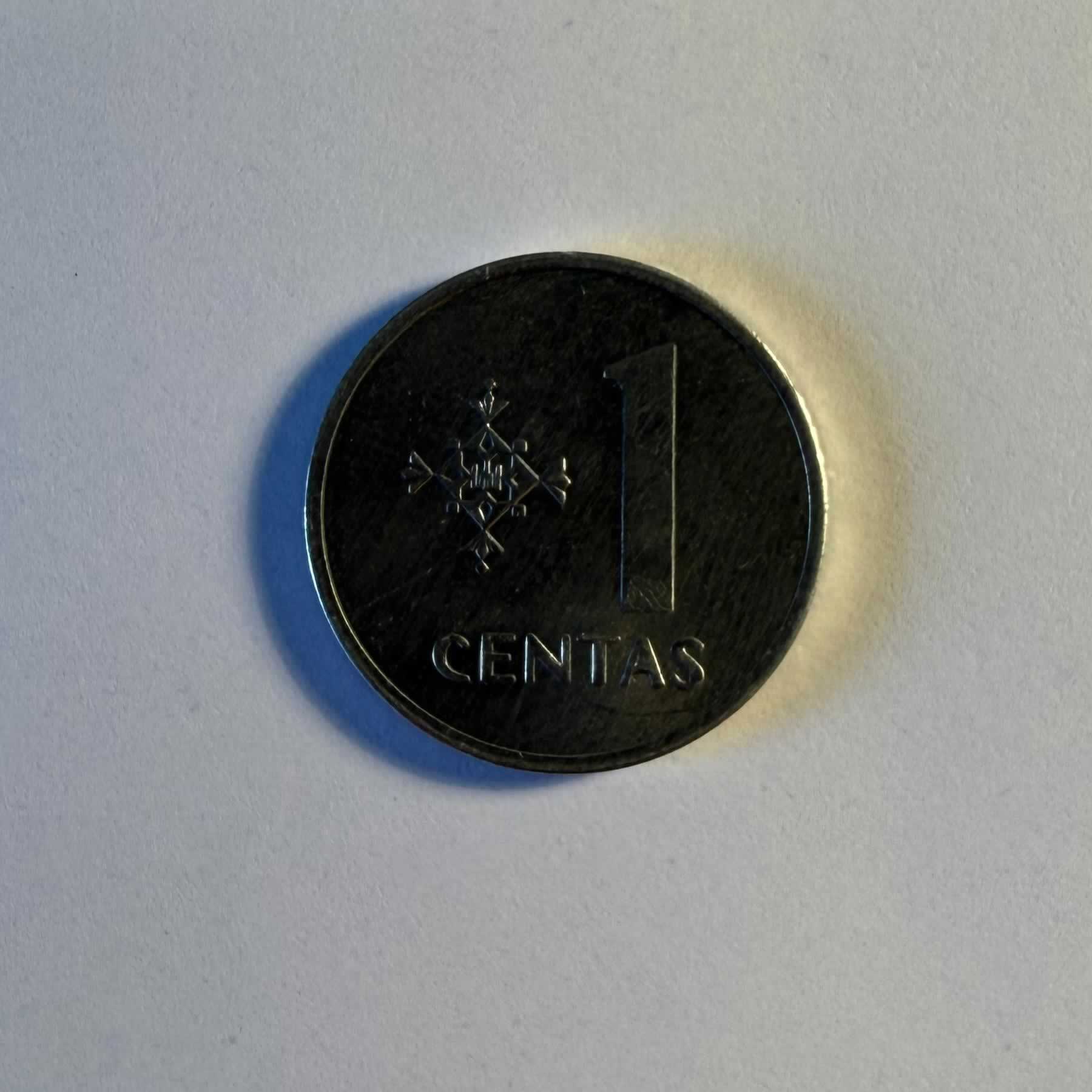 Anverso de 1 Centas, 1991