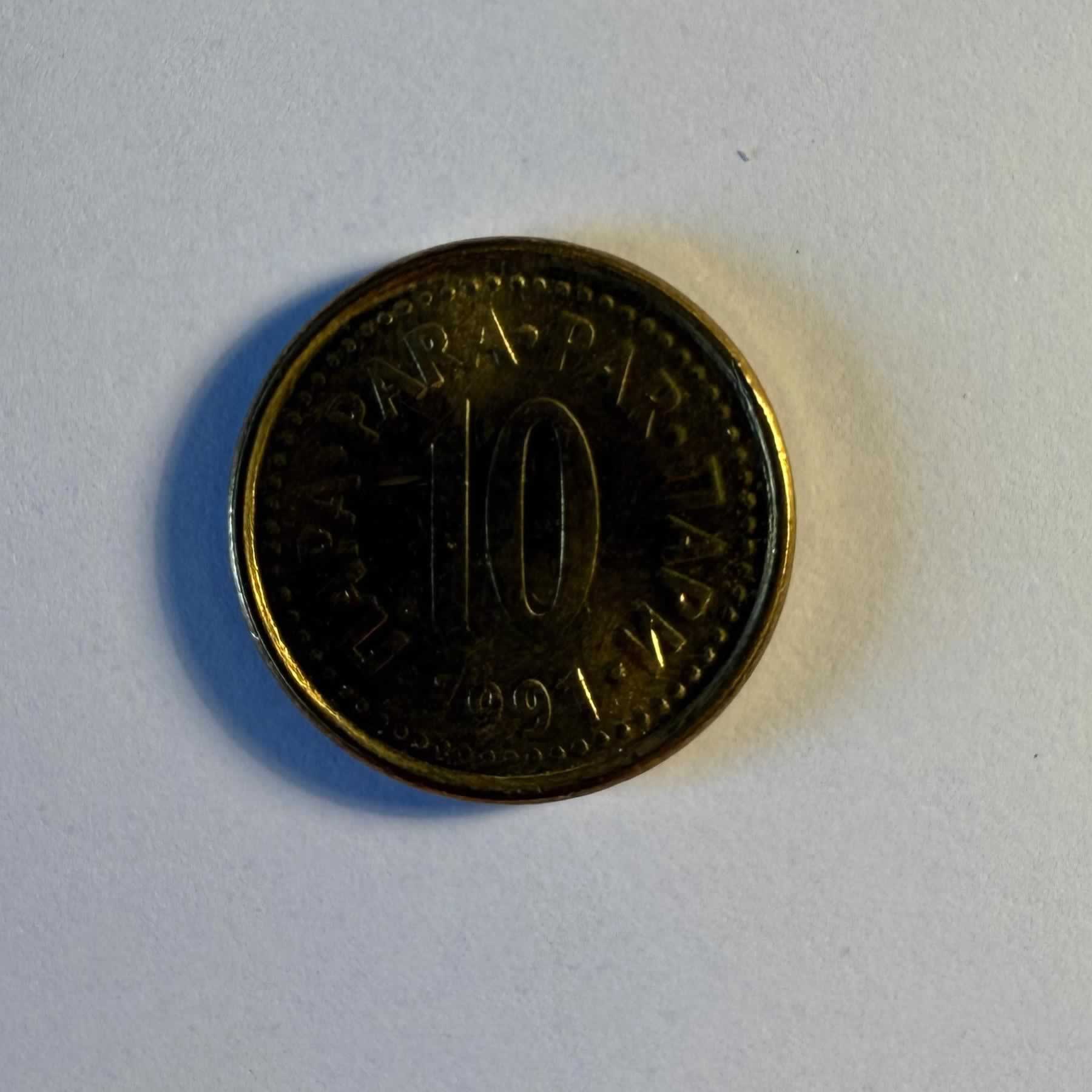 Anverso de 10 Para, 1991