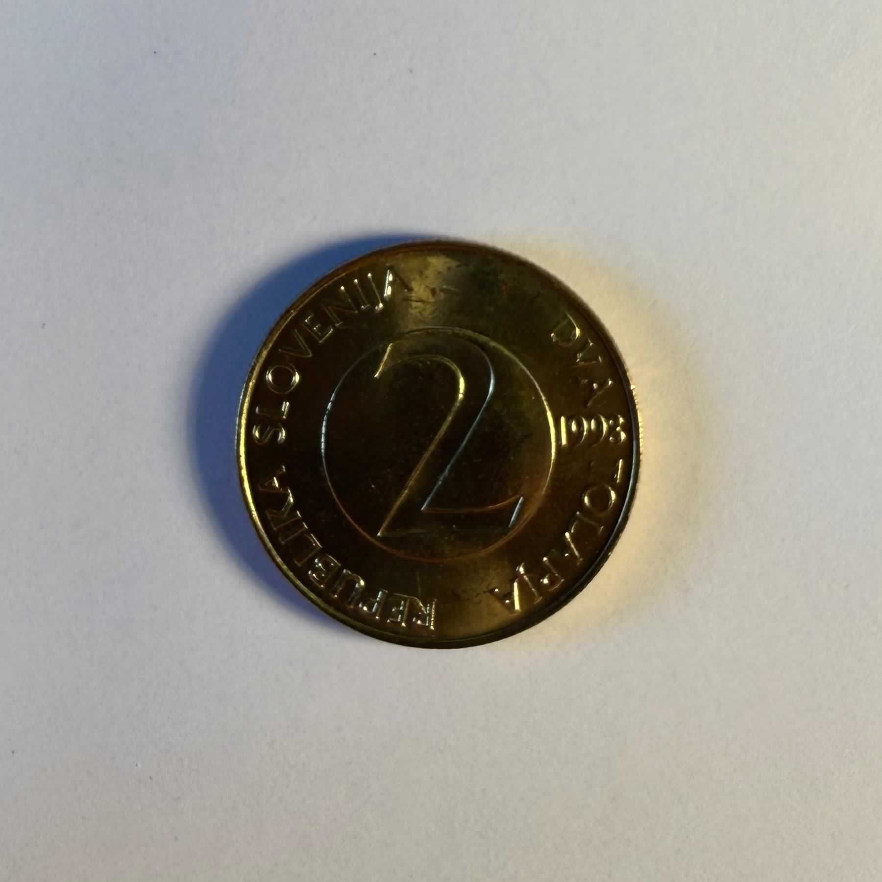Anverso de 2 Tolarja, 1998