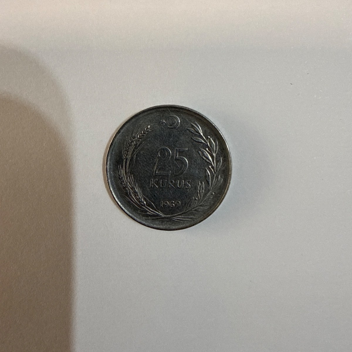 Anverso de 25 Kurus, 1969