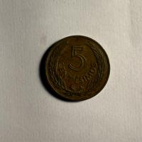 Anverso de 5 Centésimos, 1960