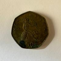 Anverso de 50 New Pence, 1969