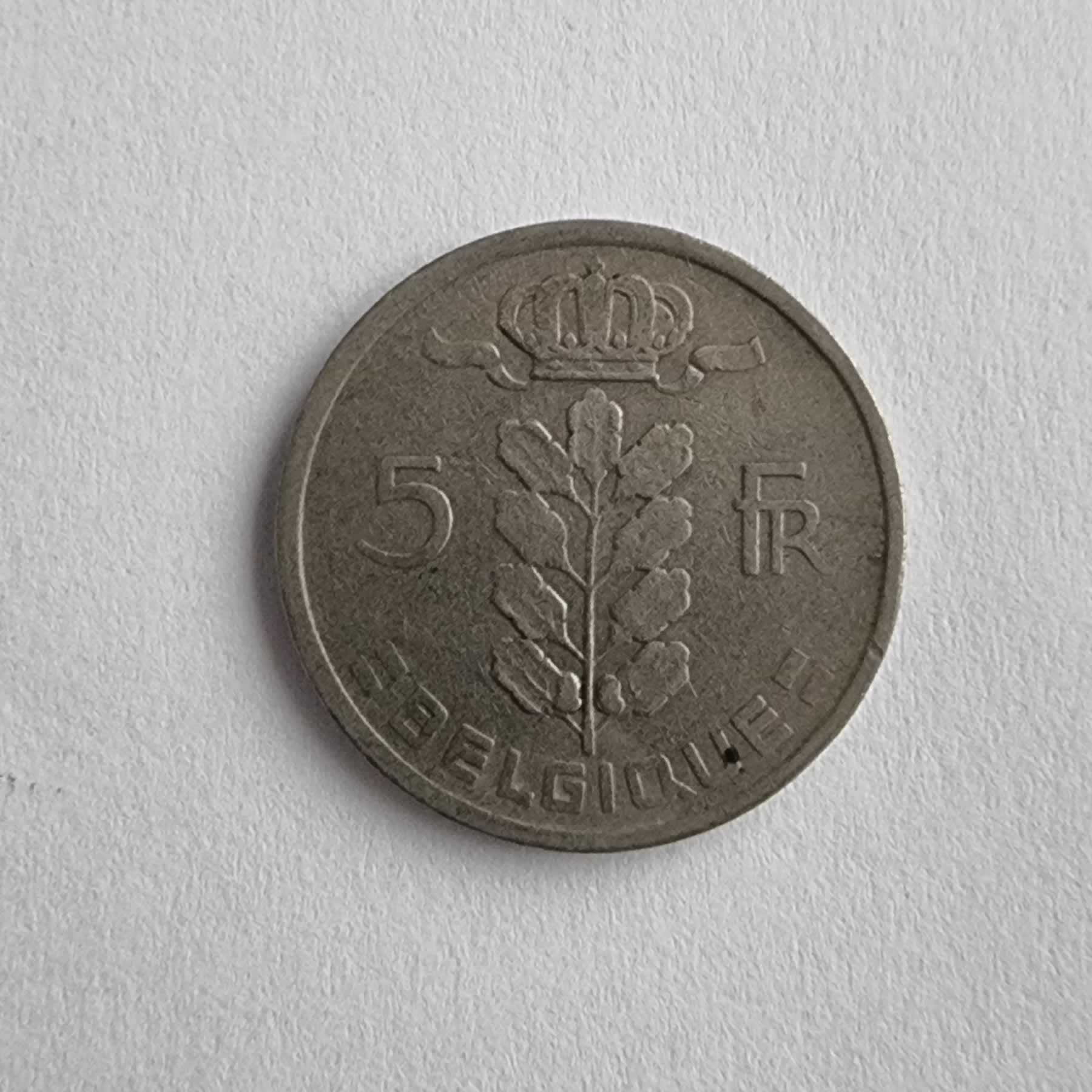 Reverso de 5 Fr, 1949, Bélgica