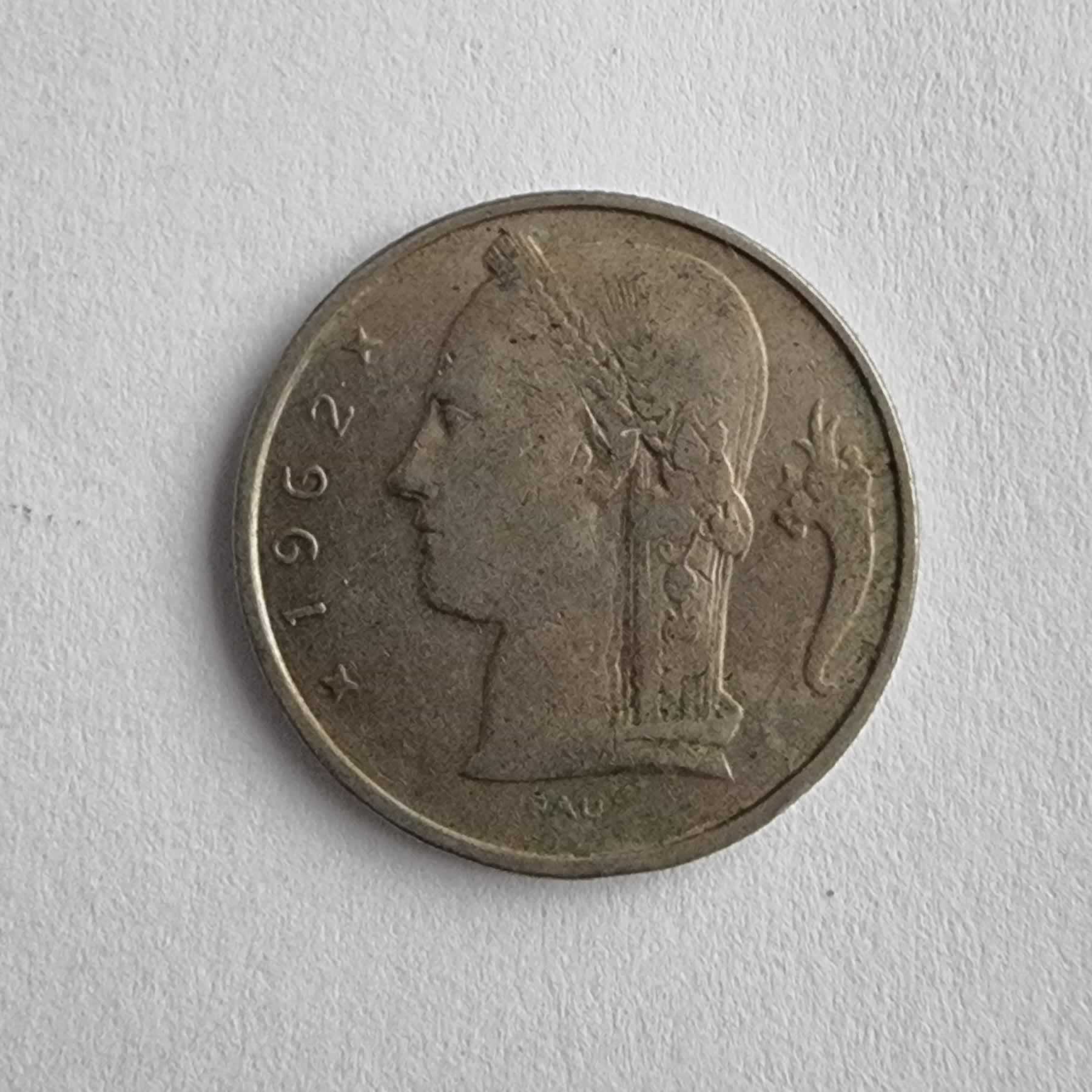 Anverso de 5 Fr, 1962, Bélgica