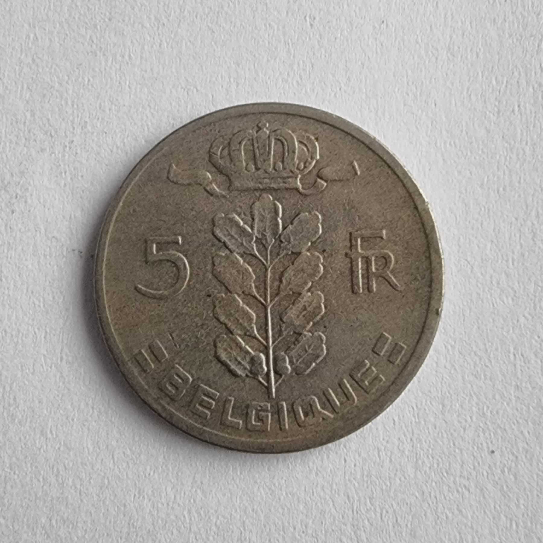 Reverso de 5 Fr, 1962, Bélgica