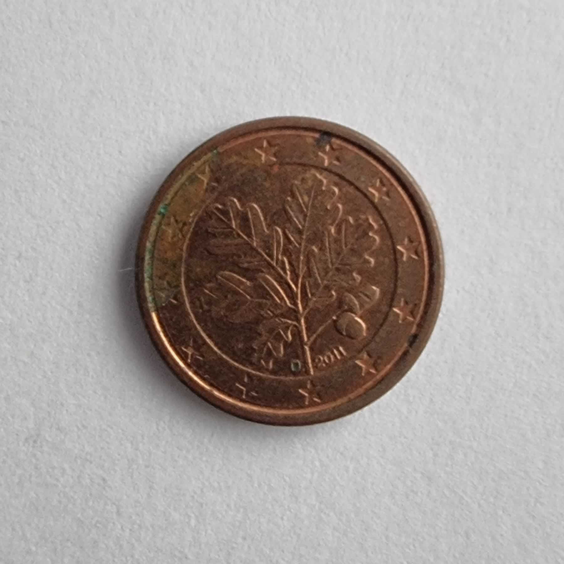 Anverso de 1 Cent, 2011 D, Alemania · Rep. Federal