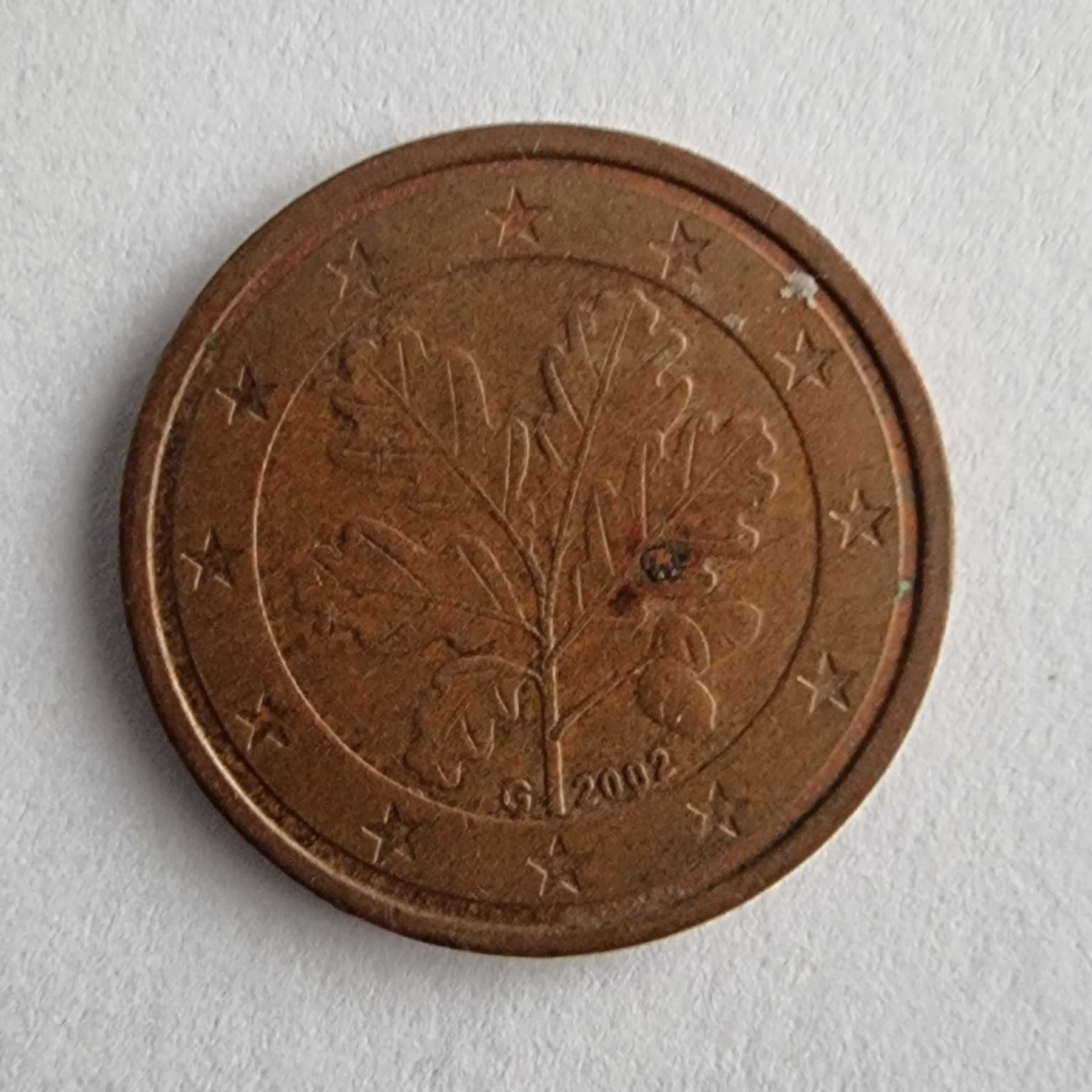 Anverso de 2 Cents, 2002 G, Alemania · Rep. Federal
