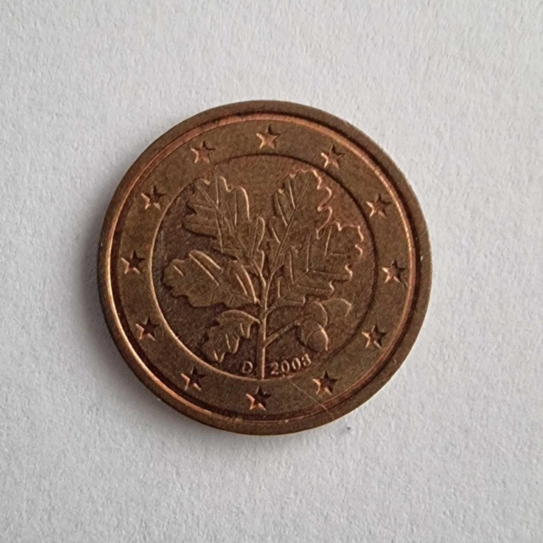 Anverso de 2 Cents, 2003 D, Alemania · Rep. Federal