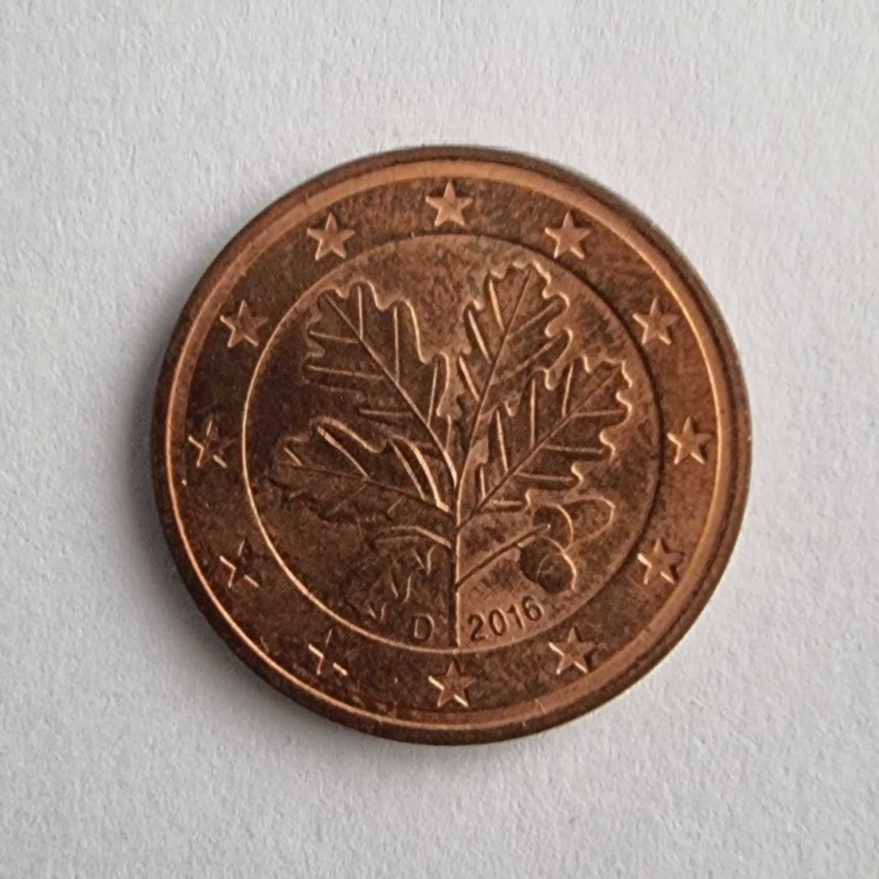 Anverso de 5 Cents, 2016 D, Alemania · Rep. Federal