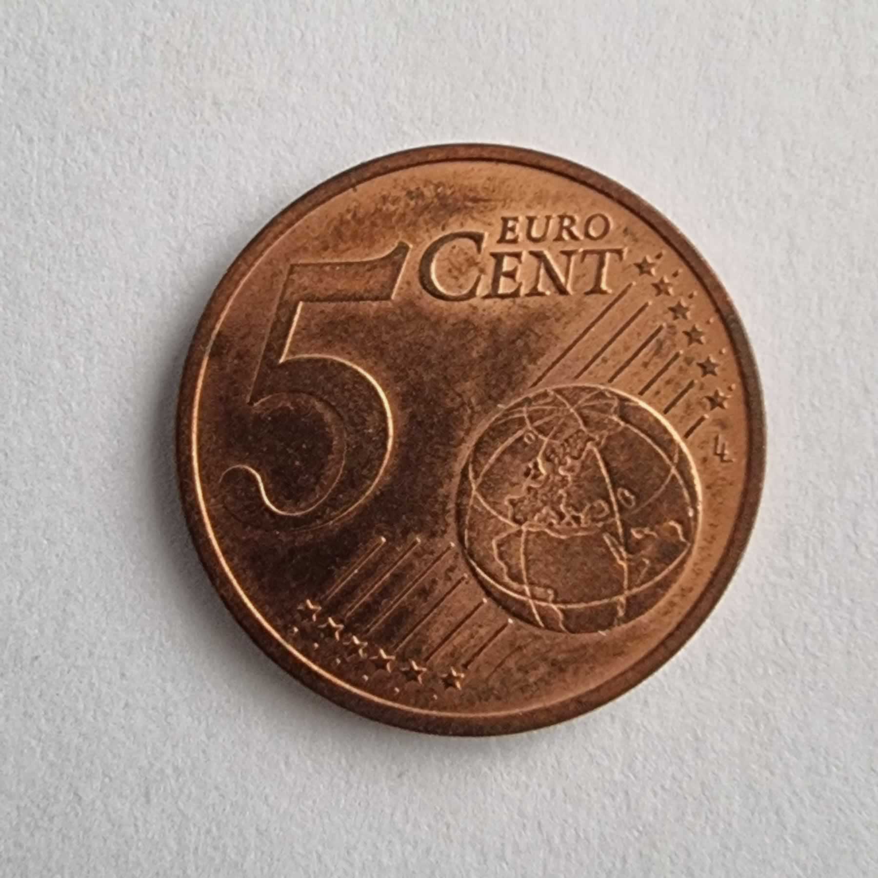 Reverso de 5 Cents, 2016 D, Alemania · Rep. Federal
