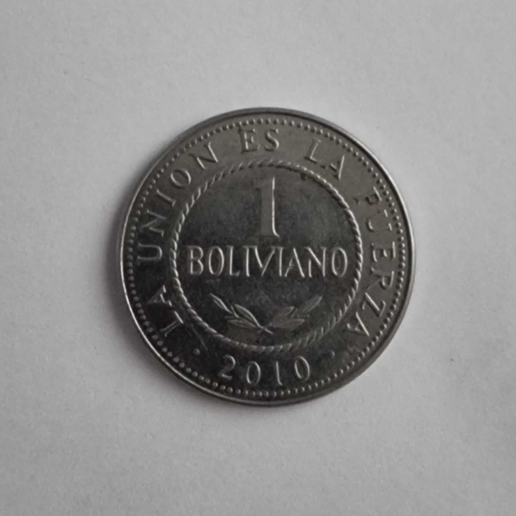 Reverso de 1 Boliviano, 2010