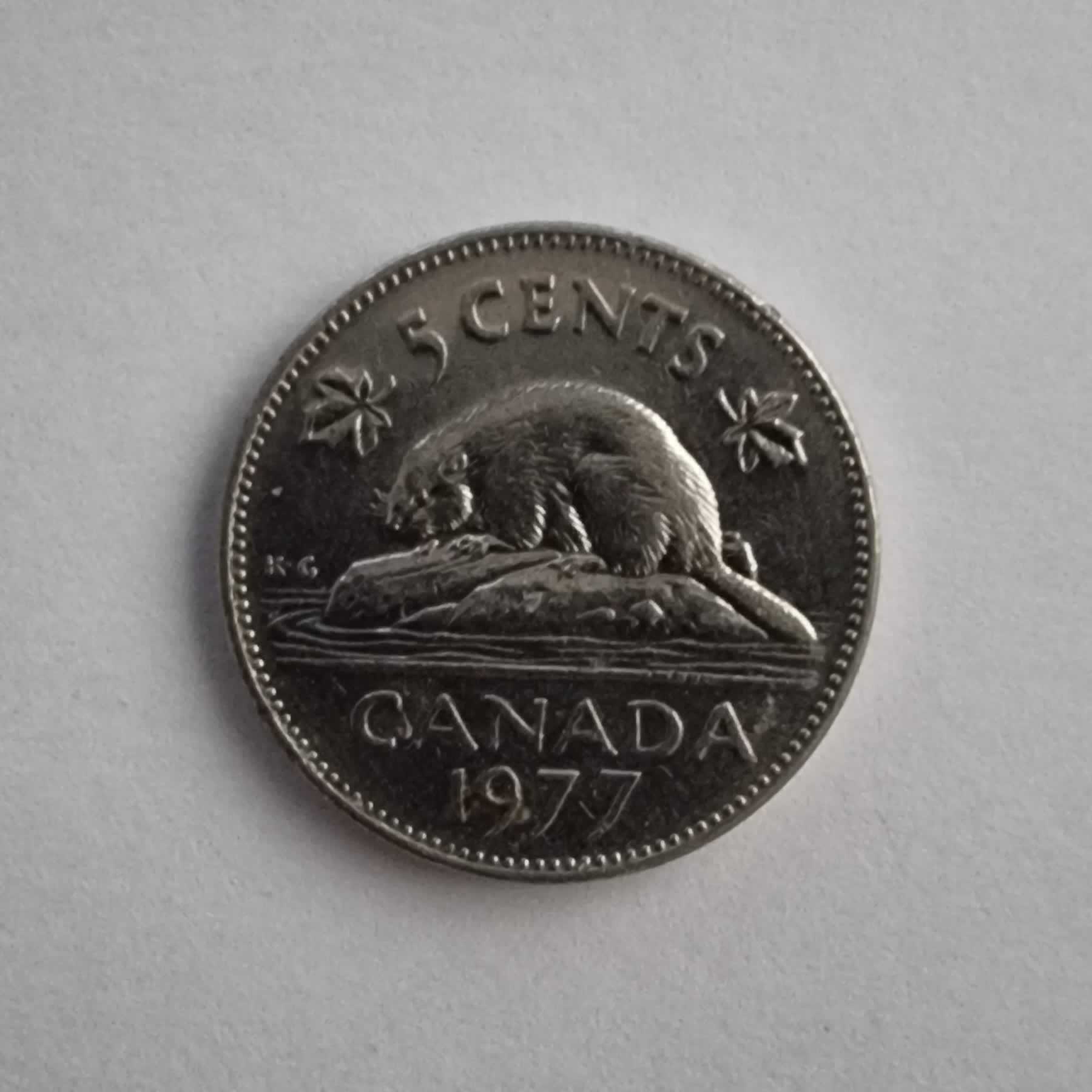 Reverso de 5 Cents, 1977