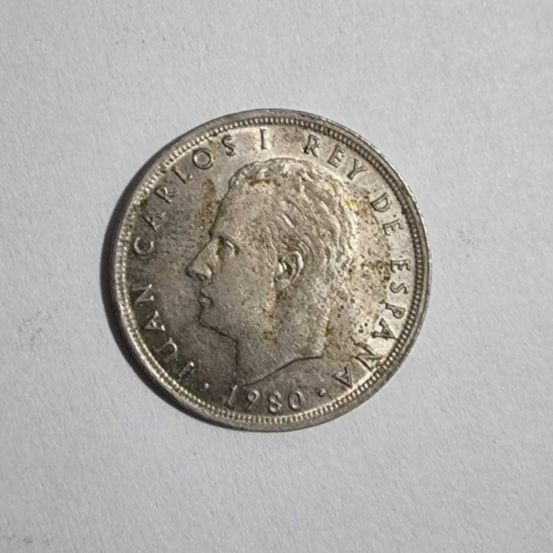 Anverso de 5 Pesetas, 1980 (80), España · Imperio