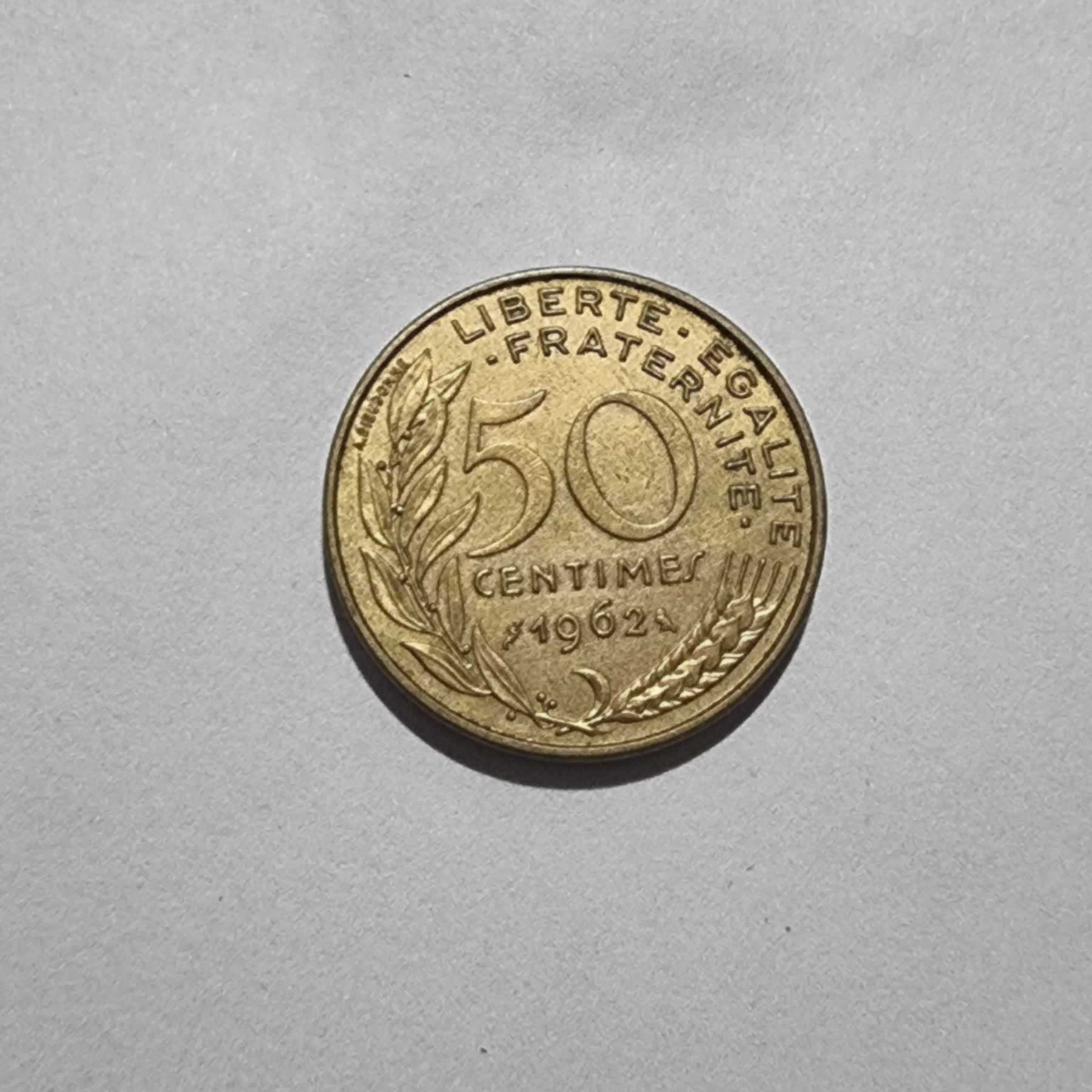 Reverso de 50 Centimes, 1962, Francia · 5ta República